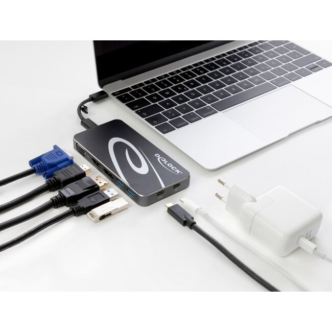 Delock USB Type-C™ 3.2 Dockingstation 4K HDMI DP / 1080p VGA, USB Hub und PD 3.0
