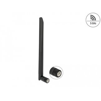 DeLOCK Delock WLAN 802.11 ac/ax/a Antenna RP-SMA plug 5 dBi 20 cm omnidirectional with tilt joint and flexible material black