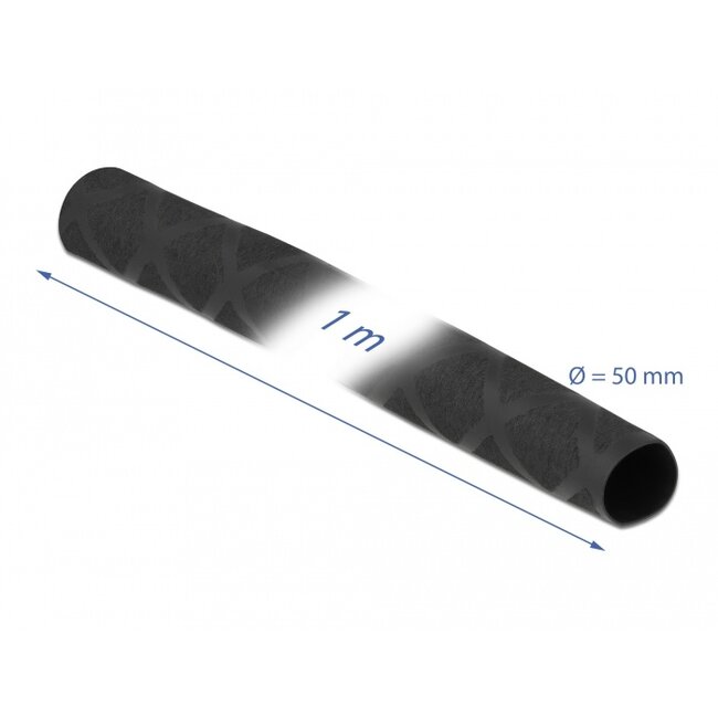 Delock Heat Shrink Tube X-pattern non-slip 1 m x 50 mm black