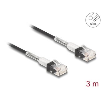 DeLOCK Delock RJ45 Network Cable with double bend protection Cat.6A UTP Slim 3 m black