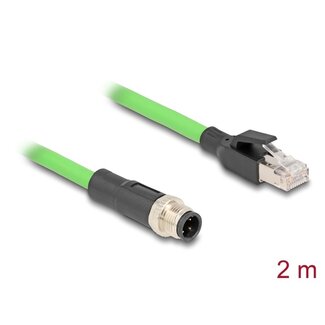 DeLOCK Delock M12 Cable D-coded 4 pin male to RJ45 male PUR (TPU) 2 m