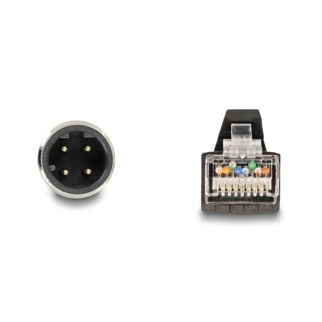 Delock M12 Cable D-coded 4 pin male to RJ45 male PUR (TPU) 2 m