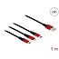 Delock USB Charging Cable 3 in 1 Type-A to Lightning™ / Micro USB / USB Type-C™ 1 m black / red