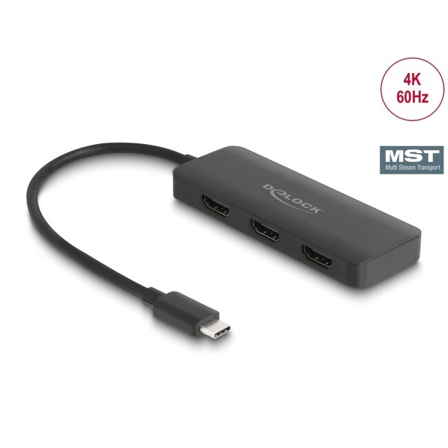 Delock USB Type-C™ Splitter (DP Alt Mode) to 3 x HDMI MST 4K 60 Hz