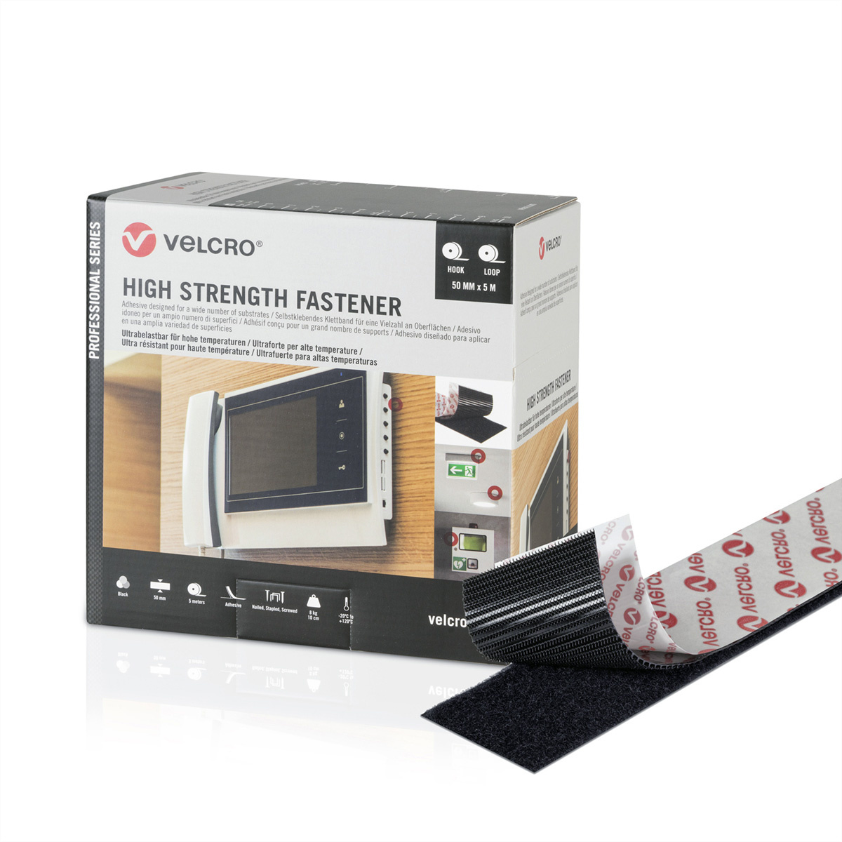 VELCRO® High Strength Fastener 5m Hakenband 5m Flauschband, Haken&Flausch 50mm schwarz |