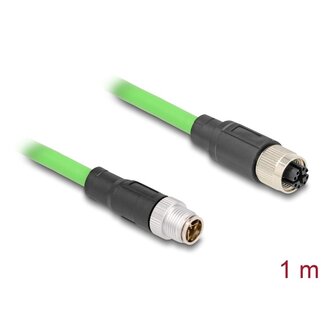 DeLOCK Delock M12 Cable X-coded 8 pin male to female PUR (TPU) 1 m