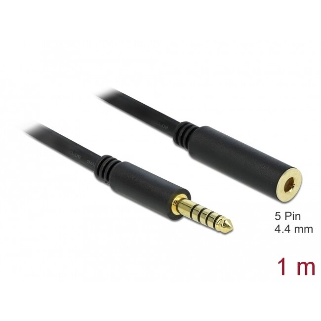 Delock Extension Cable Stereo Jack 4.4 mm 5 pin male to female 1 m black