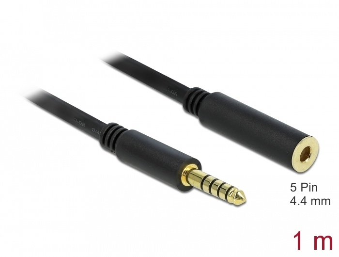 DeLOCK 85796. Aansluiting 1: 4.4mm, Aansluiting 1 type: Vrouwelijk, Aansluiting 2: 4.4mm, Aansluiting 2 type: Mannelijk, Contact geleider materiaal: Goud, AWG draad omvang: 24, Len