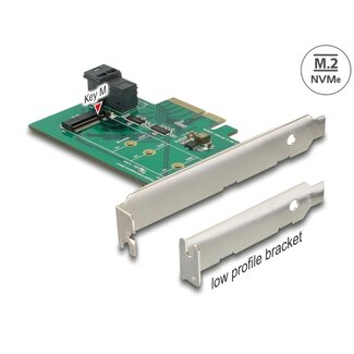 DeLOCK Delock PCI Express x4 Card > 1 x internal NVMe M.2 PCIe / 1 x internal SFF-8643 NVMe – Low Profile Form Factor