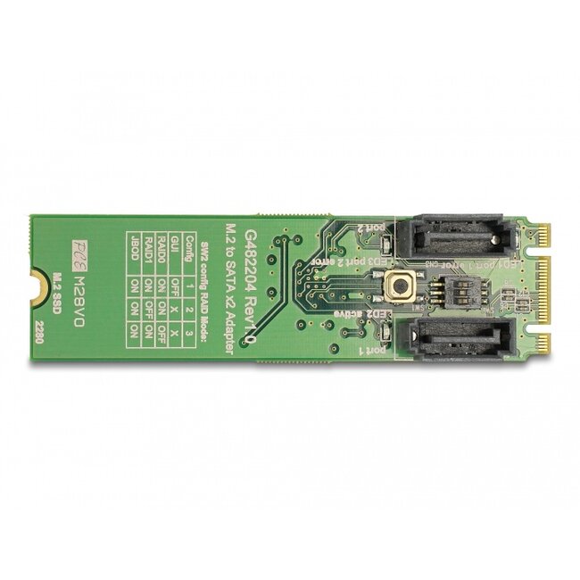 Delock Converter M.2 Key B+M male > 2 x SATA 7 pin male with RAID