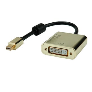 Roline ROLINE GOLD 4K MiniDP/DVI Adapter, Actief, v1.2, MiniDP M - DVI F, Retail Blister