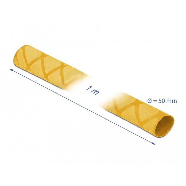 Delock Heat Shrink Tube X-pattern non-slip 1 m x 50 mm yellow