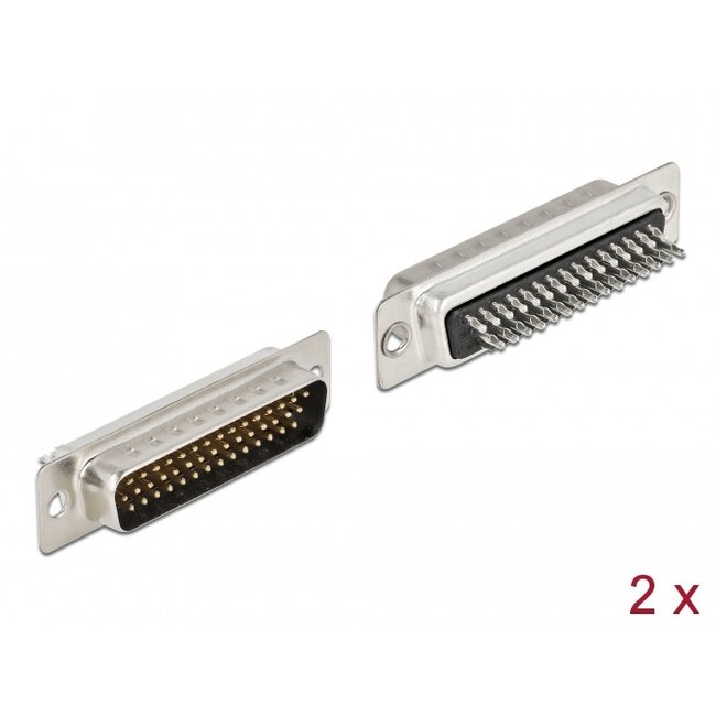 Delock D-Sub HD 44 pin male metal, solder version, 2 pieces