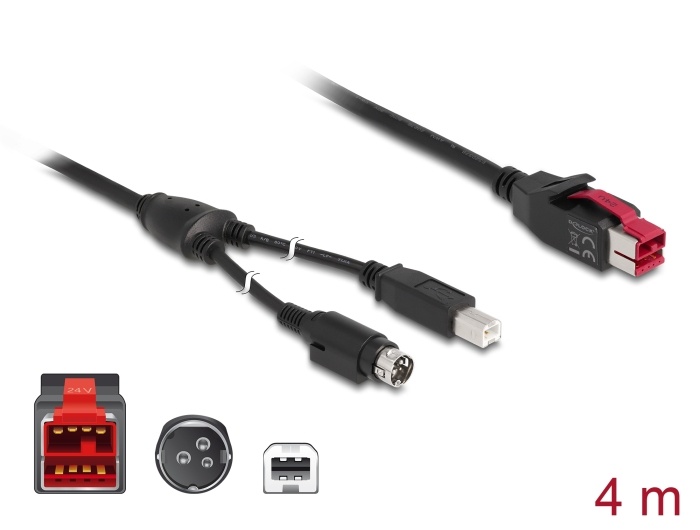 DeLOCK 85490. Lengte snoer: 4 m, Aansluiting 2: USB B, USB-versie: USB 2.0, Maximale overdrachtssnelheid van gegevens: 480 Mbit/s, Kleur van het product: Zwart