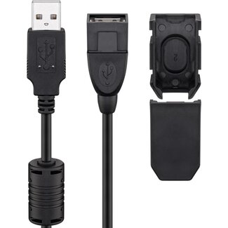 Goobay Goobay USB 2.0 Hi-Speed Extension Cable with Securing Clip, black 2 m