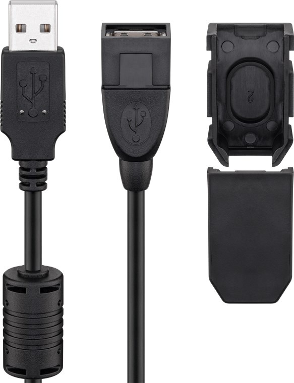 Goobay Usb 2.0 Verlengkabel [1X Usb-A 2.0 Stekker - 1X Usb 2.0 Bus A] 2 M Zwart Met Ferrietkern
