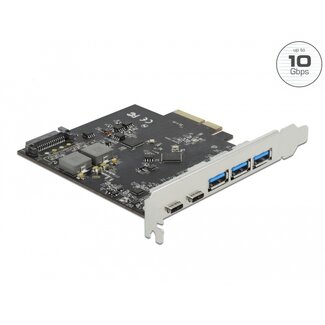 DeLOCK Delock PCI Express x4 Card to 2 x USB Type-C™ + 3 x USB Type-A - SuperSpeed USB 10 Gbps