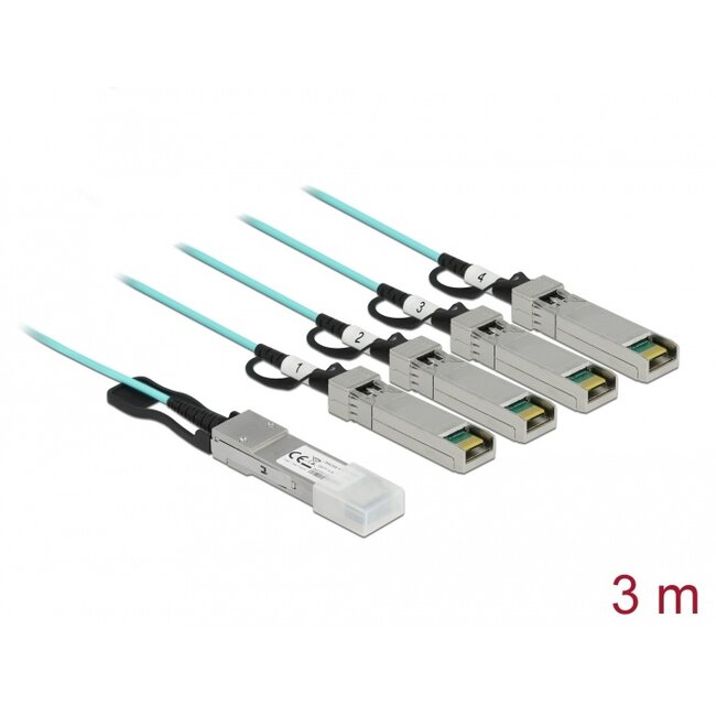 Delock Active Optical Cable QSFP+ to 4 x SFP+ 3 m