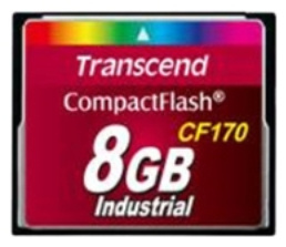 Transcend CF170. Capaciteit: 8 GB, Soort flashgeheugen: CompactFlash, Intern geheugentype: MLC, Leessnelheid: 90 MB/s, Schrijfsnelheid: 60 MB/s. Veiligheidsfunties: Hittebestendig,