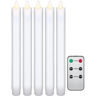 Goobay Goobay Set of 5 White LED Real Wax Rod Candles, incl. Remote Control