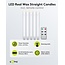 Goobay Set of 5 White LED Real Wax Rod Candles, incl. Remote Control