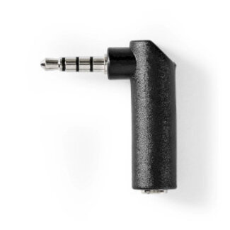 Nedis Stereo-Audioadapter | 3,5 mm Male | 3,5 mm Female | Vernikkeld | 90° Gehoekt | Metaal | Zwart | 1 Stuks | Doos