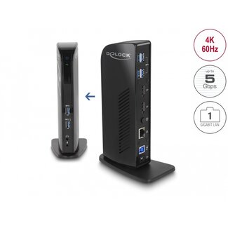 DeLOCK Delock USB Docking Station Dual DisplayPort 4K / USB 3.2 / LAN / Audio (Displaylink)