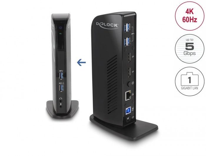 DeLOCK 87728 notebook dock & poortreplicator Docking USB 3.2 Gen 1 (3.1 Gen 1) Type-A + Type-C Zwart