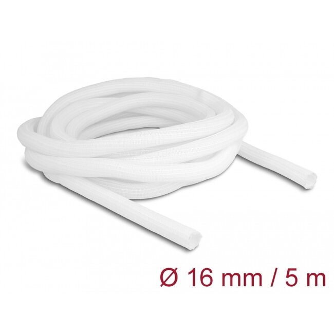 Delock Braided Sleeve self-closing 5 m x 16 mm white