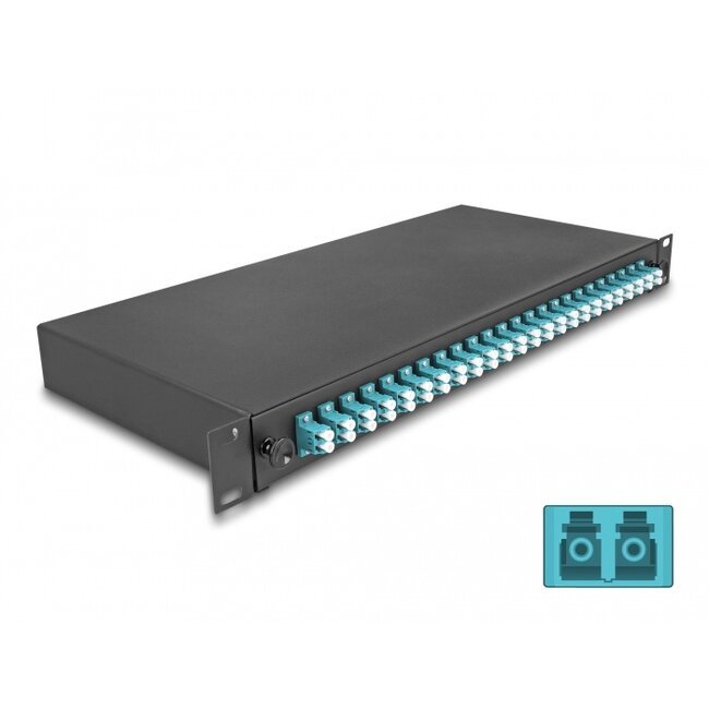 Delock 19″ Optical Fiber Splice Box 24 x LC Duplex OM3 1U complete assembled