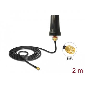 DeLOCK Delock ISM 433 MHz Antenna SMA plug 2 dBi omnidirectional black roof mount outdoor