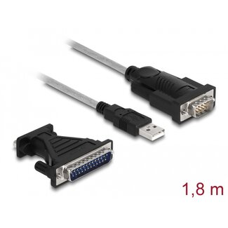DeLOCK Delock Adapter USB 2.0 Type-A to 1 x Serial RS-232 D-Sub 9 + Adapter D-Sub 25