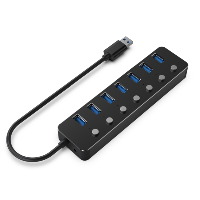 7-poorts USB 3.1 (Gen 1) hub, zwart