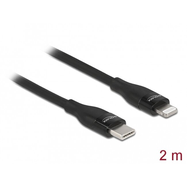 Delock Data and charging cable USB Type-C™ to Lightning™ for iPhone™, iPad™ and iPod™ black 2 m MFi