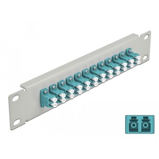 DeLOCK Delock 10″ Fiber Optic Patch Panel 12 Port LC Duplex aqua 1U grey