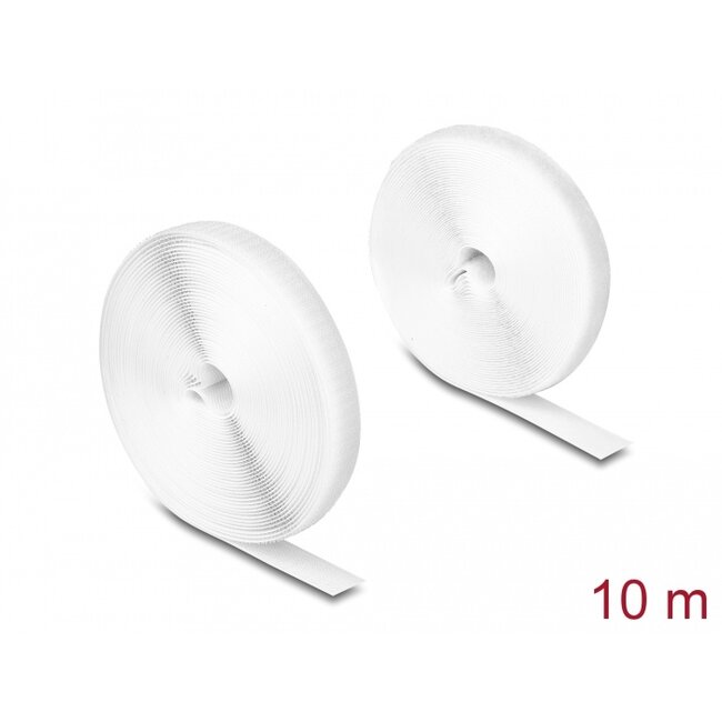 Delock Heavy-duty Hook-and-Loop tape L 10 m x W 20 mm white