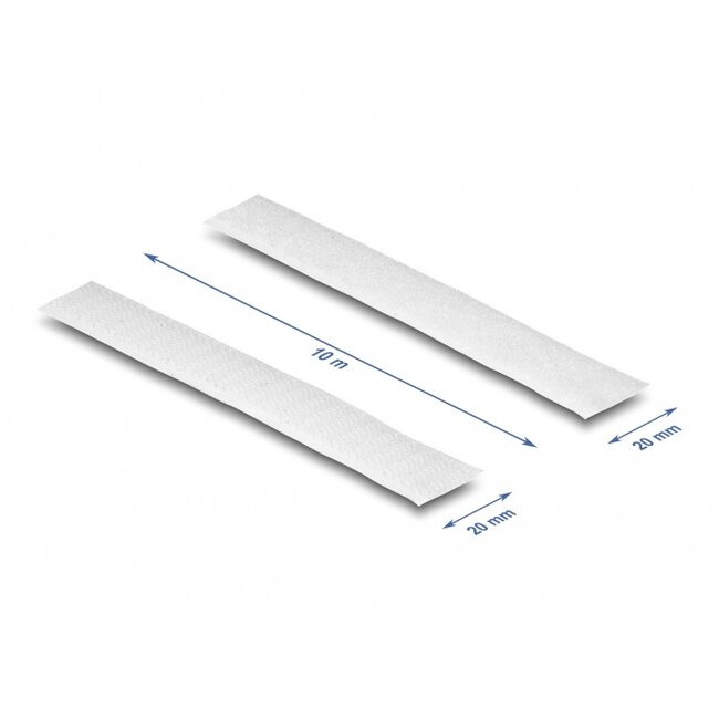 Delock Heavy-duty Hook-and-Loop tape L 10 m x W 20 mm white