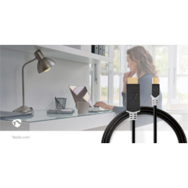 Mini DisplayPort-Kabel | DisplayPort 1.4 | Mini-DisplayPort Male | HDMI™ Connector | 48 Gbps | Verguld | 2.00 m | Rond | PVC | Antraciet | Polybag