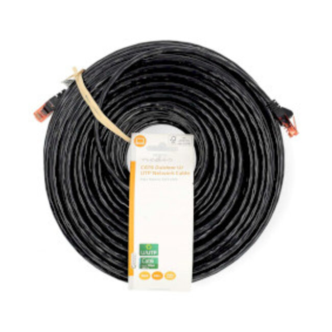 CAT6 Netwerkkabel | RJ45 Male | RJ45 Male | U/UTP | 50.0 m | Buitenshuis | Rond | PE | Zwart | Label