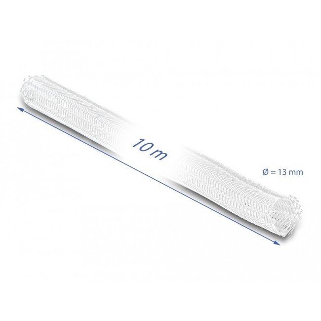 Delock Braided Sleeve self-closing 10 m x 13 mm white