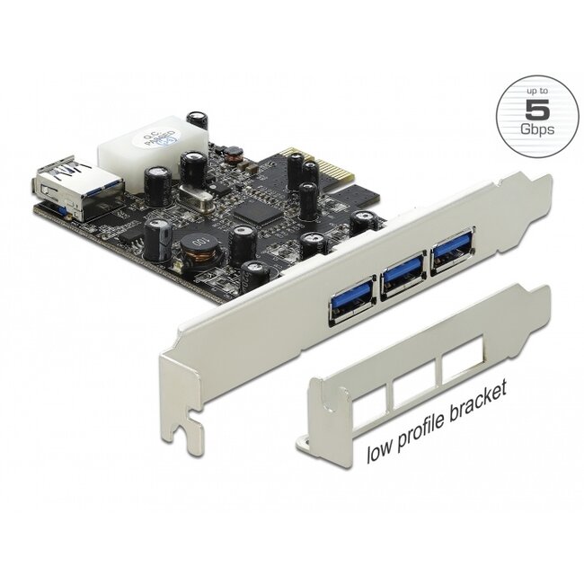 Delock PCI Express x1 Card > 3 x external + 1 x internal USB 3.0 Type-A female