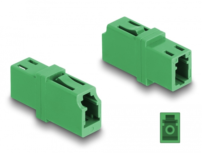 Delock Optical Fiber Coupler LC Simplex female to LC Simplex female APC green |
