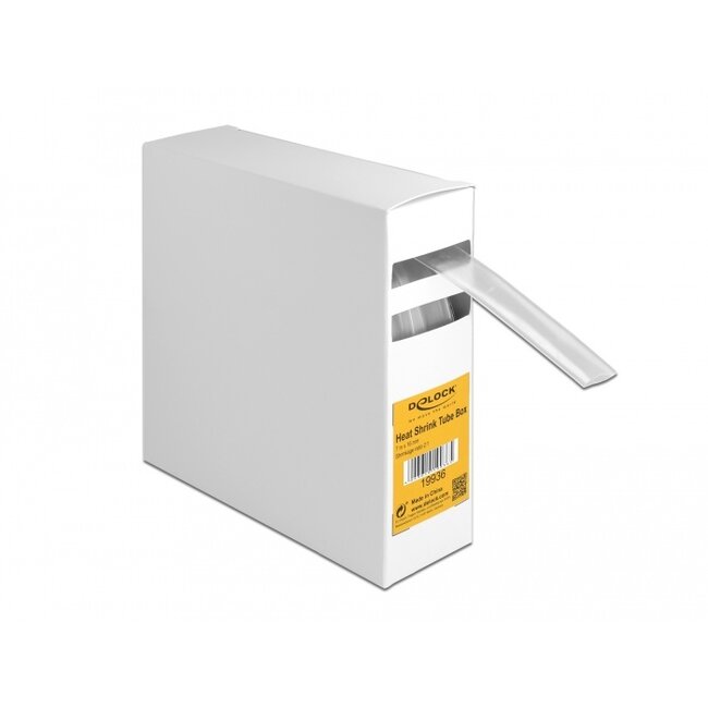 Delock Heat shrink tube box, Shrinkage ratio 2:1, 7 m x 16 mm transparent