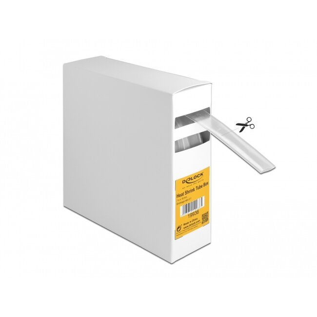 Delock Heat shrink tube box, Shrinkage ratio 2:1, 7 m x 16 mm transparent