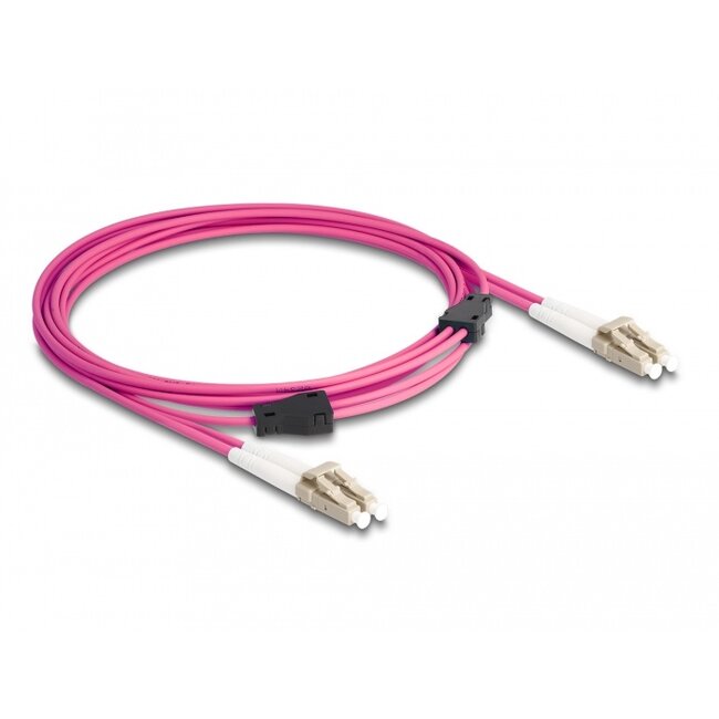 Delock Fiber Optical Cable with metal armouring LC Duplex to LC Duplex Multi-mode OM4 3 m