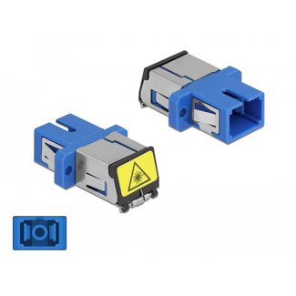 DeLOCK Delock Optical Fiber Coupler with laser protection flip SC Simplex female to SC Simplex female Single-mode blue
