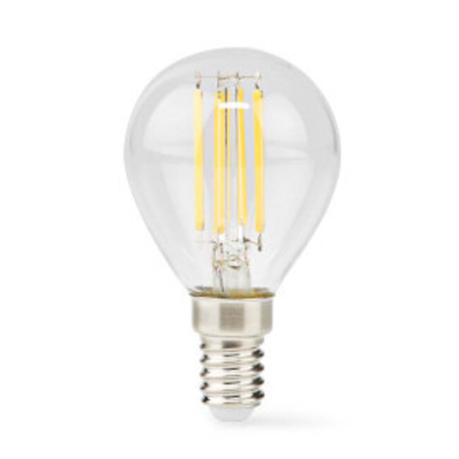 LED-Filamentlamp E14 | G45 | 4.5 W | 470 lm | 2700 K | Dimbaar | Warm Wit | Retrostijl | 1 Stuks | Doorzichtig