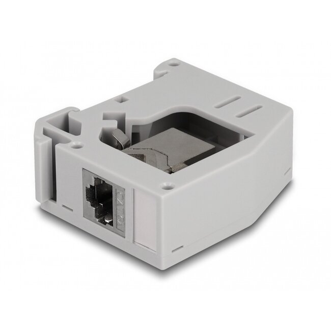 Delock DIN rail Adapter with Keystone Module RJ45 jack to RJ45 jack Cat.6A
