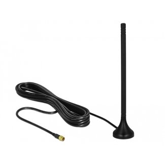 DeLOCK Delock LTE Antenna SMA plug 3 - 5 dBi 12.5 cm fixed omnidirectional with magnetic base and connection cable RG-174 A/U 3 m outdoor black