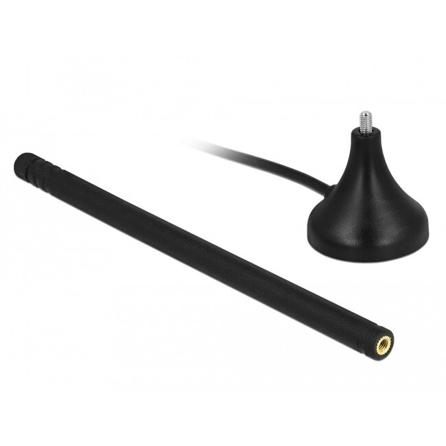 Delock LTE Antenna SMA plug 3 - 5 dBi 12.5 cm fixed omnidirectional with magnetic base and connection cable RG-174 A/U 3 m outdoor black